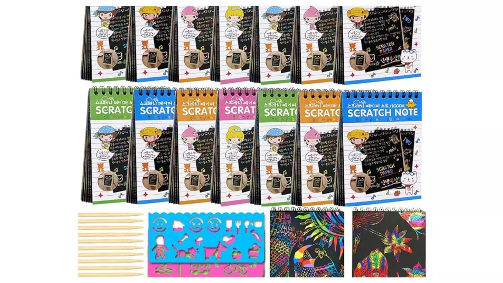 POKONBOY 16PCS Scratch Arts and Crafts Notebooks