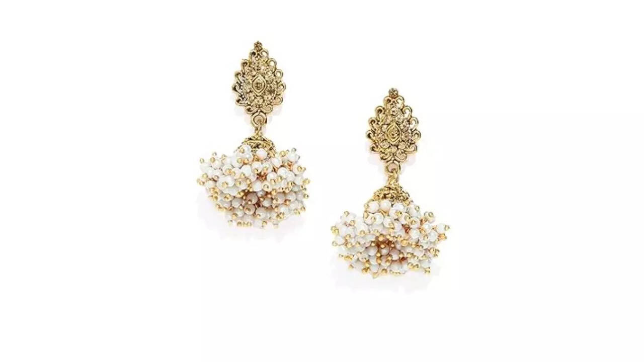 Zaveri Pearls Antique Gold Tone Traditional Jhumki Earring
