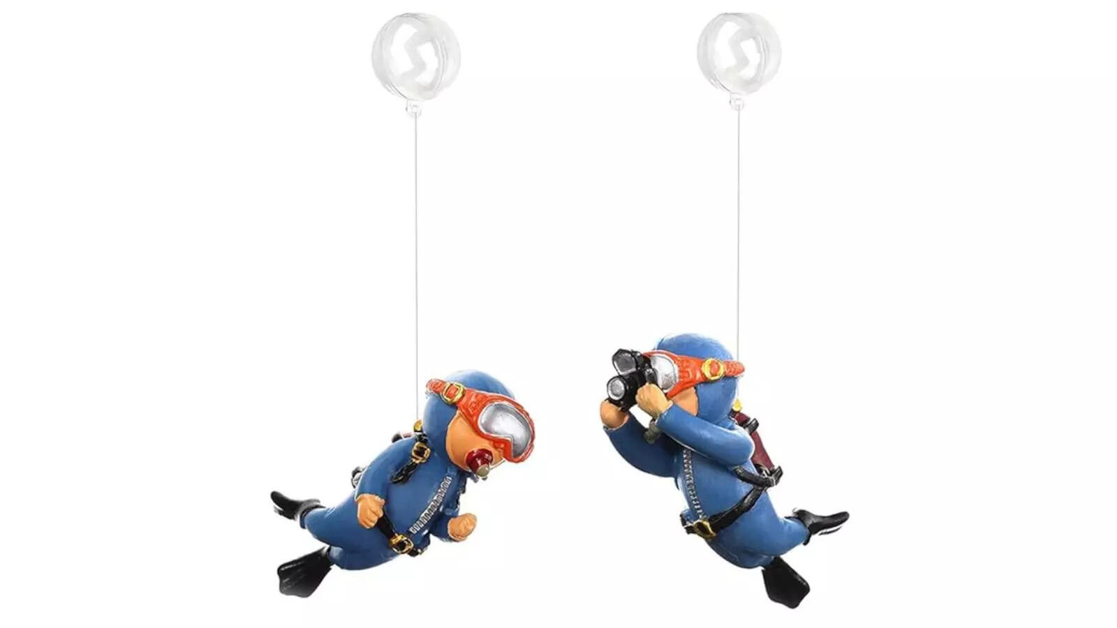Qpets 2 Pcs Aquarium Floating Cartoon Diver Cute Resin Aquarium Decorative Items