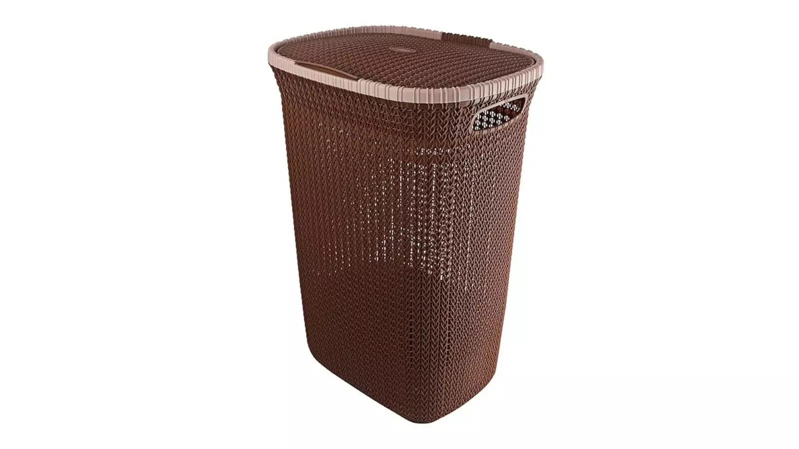 Cello Creta Laundry Bag Basket with lid Dark Brown