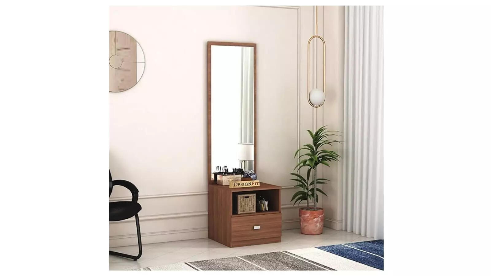 DesignFit Engineered Wood Dressing Table with Mirror and Storage Wooden Make Up Vanity Table