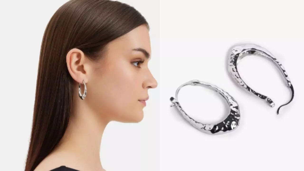 Kazo Silver-Plated Contemporary Hoop Earrings