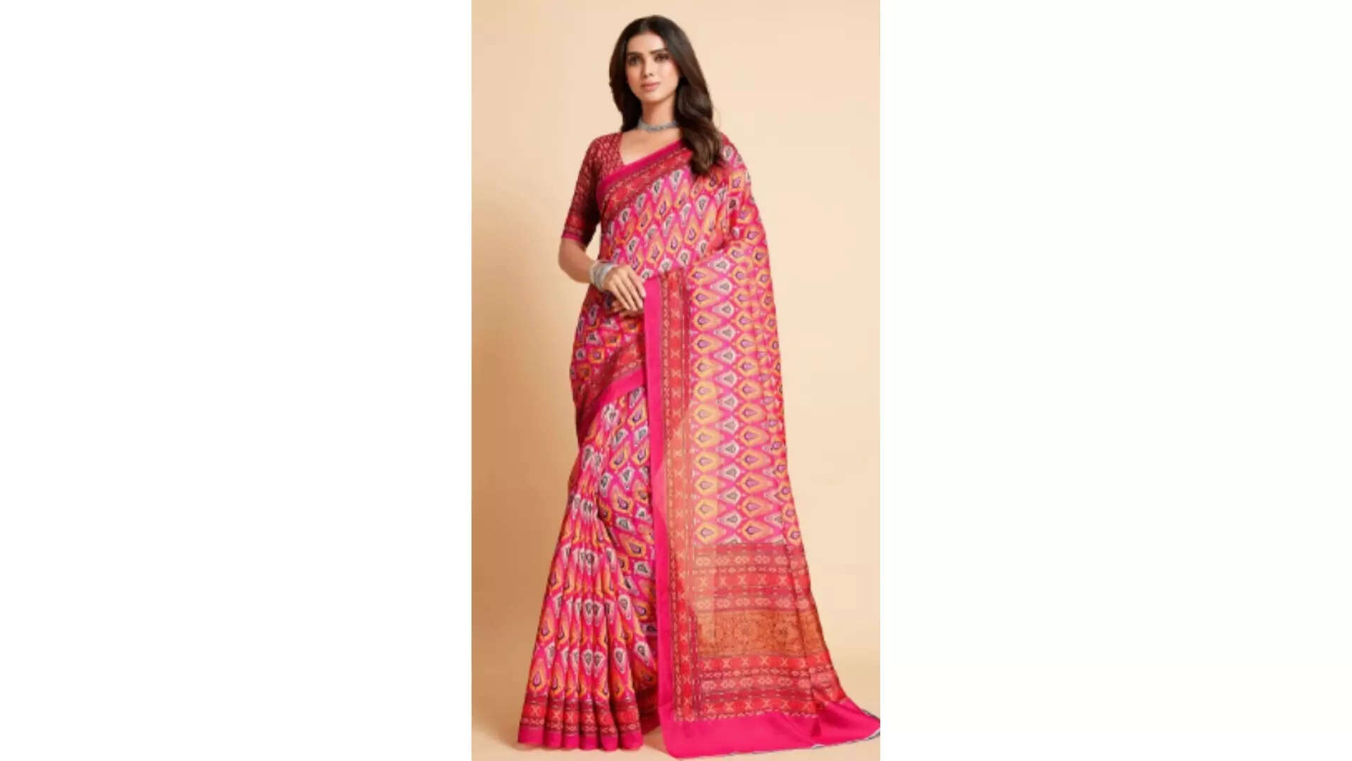 Sangria Magenta  White Ethnic Motifs Silk Cotton Saree 