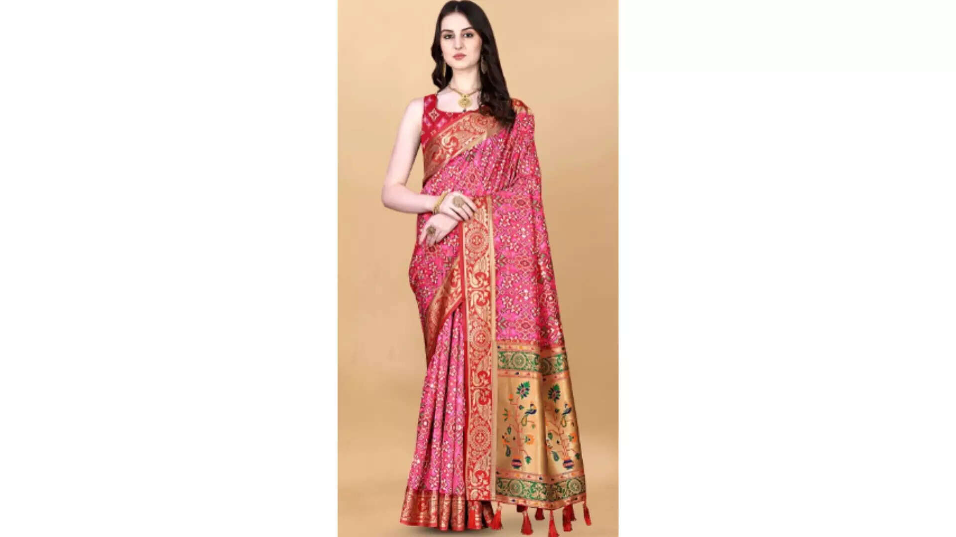 Divyadham Textiles Geometric Printed Pure Silk Banarasi Zari Saree  