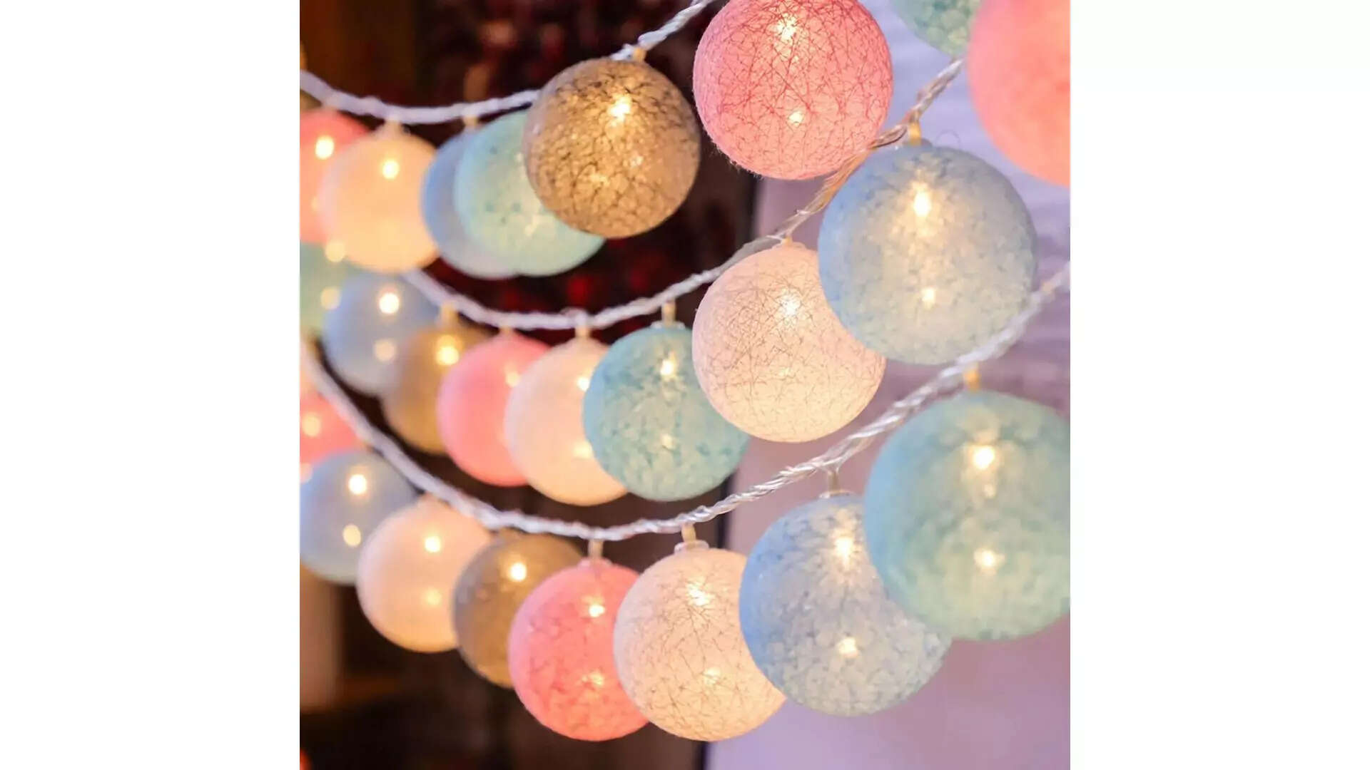 Party Propz Multicolour Cotton Ball Lights for Decoration 