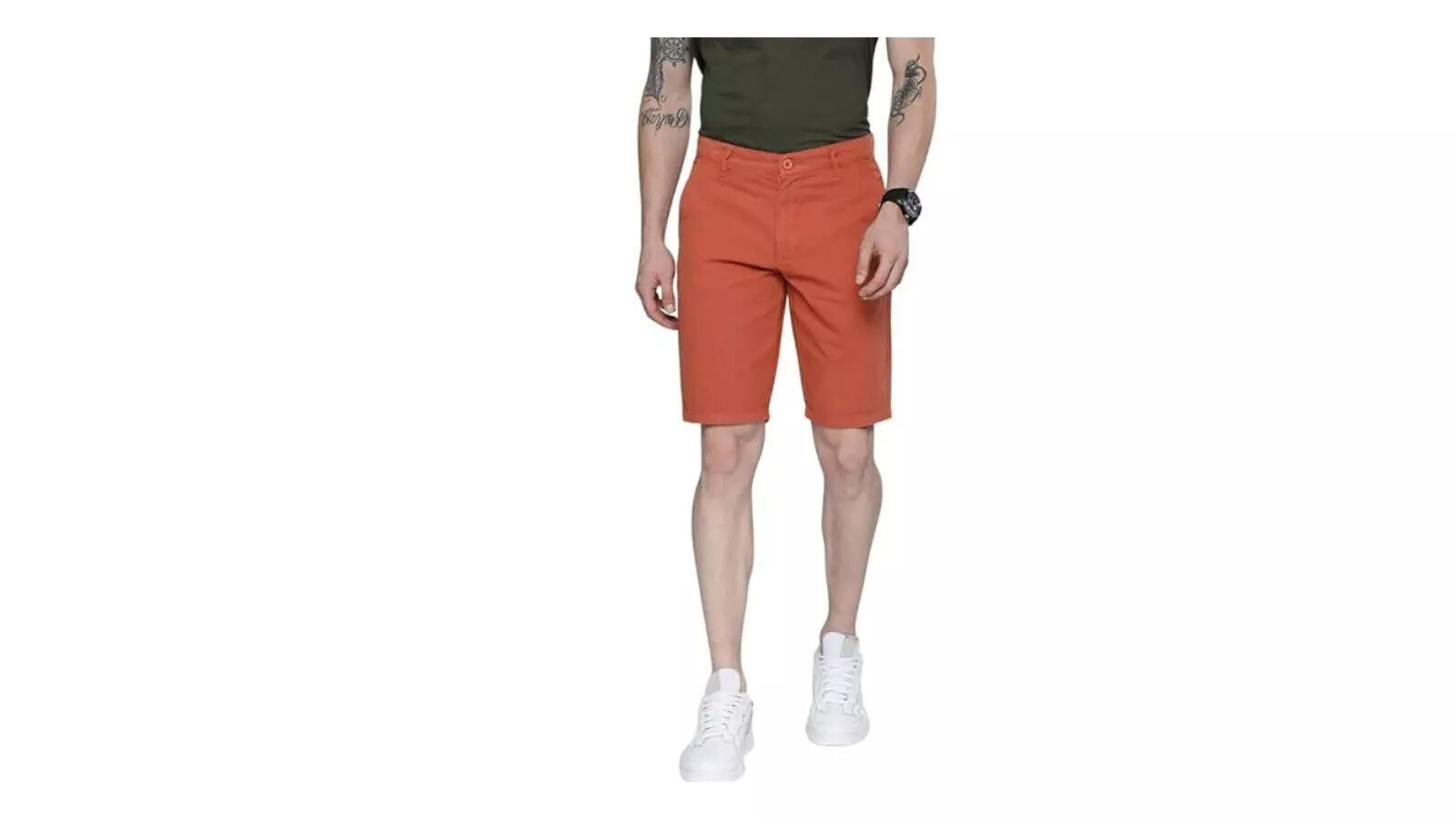 The Indian Garage Co Men Slim Fit Solid Mid Rise Shorts