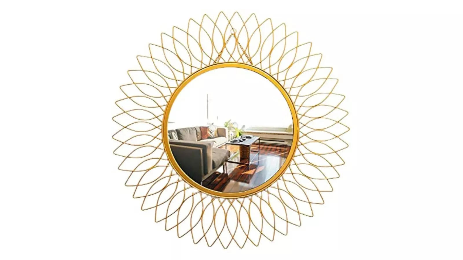 Furnish Craft Metal Beautiful Modern Designer Sunflower Iron Decorative Wall Round Mirror