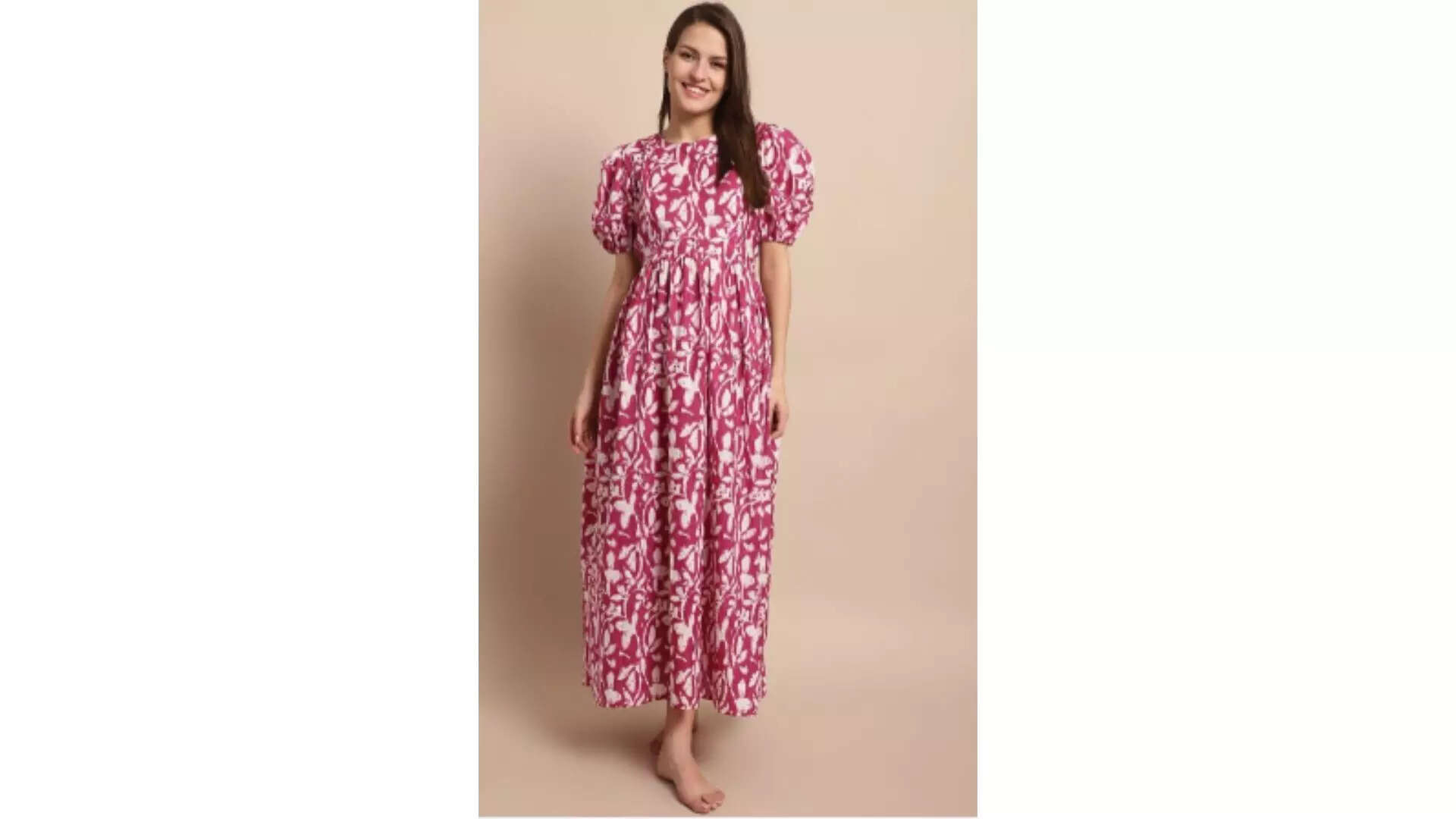 Secret Wish Floral Printed Pure Cotton Maternity Maxi Nightdress  Realaxing and Feminine Charm