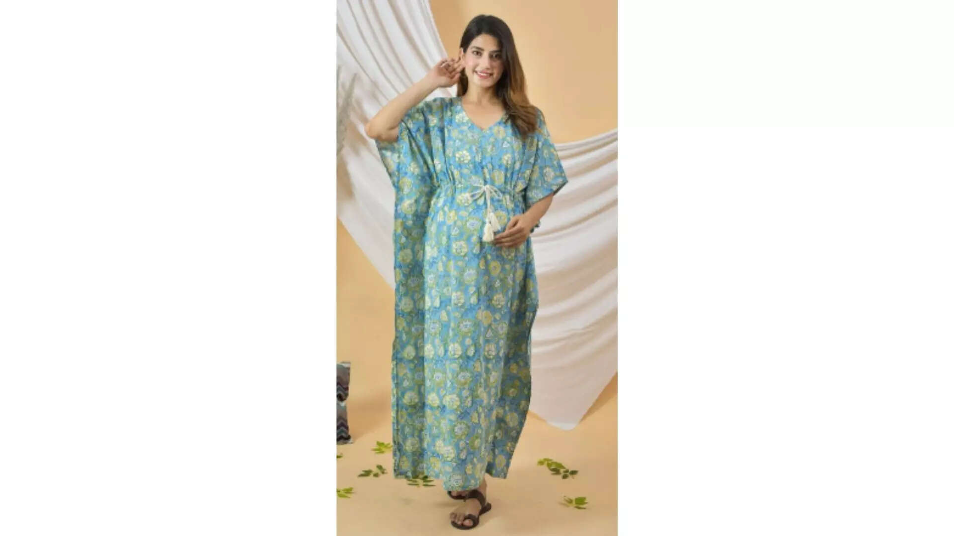 LALI JAIPUR Ethnic Motifs Printed Cotton Maternity Maxi Dress Elevate Your Everyday Style with Ethnic Charm