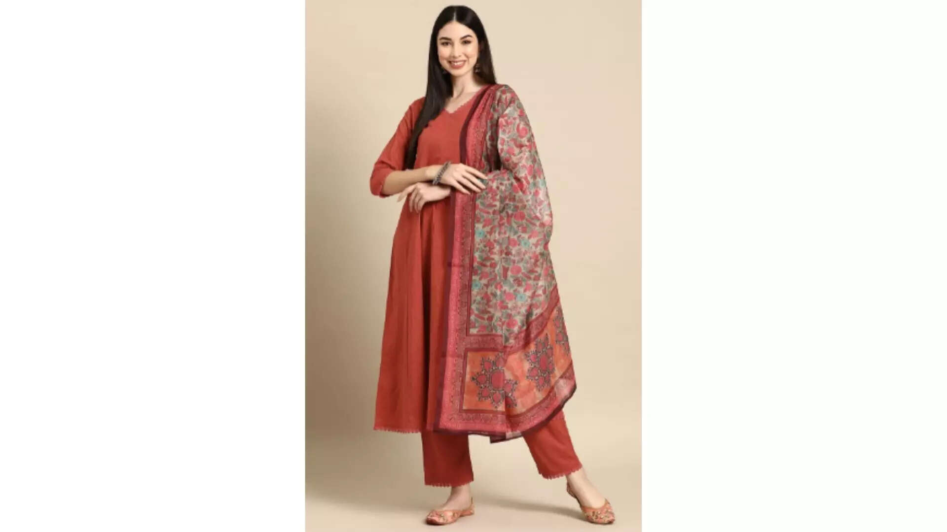 Anayna Anarkali Pure Cotton Kurta With Trousers  Dupatta Unleash Your Festive Spirit 