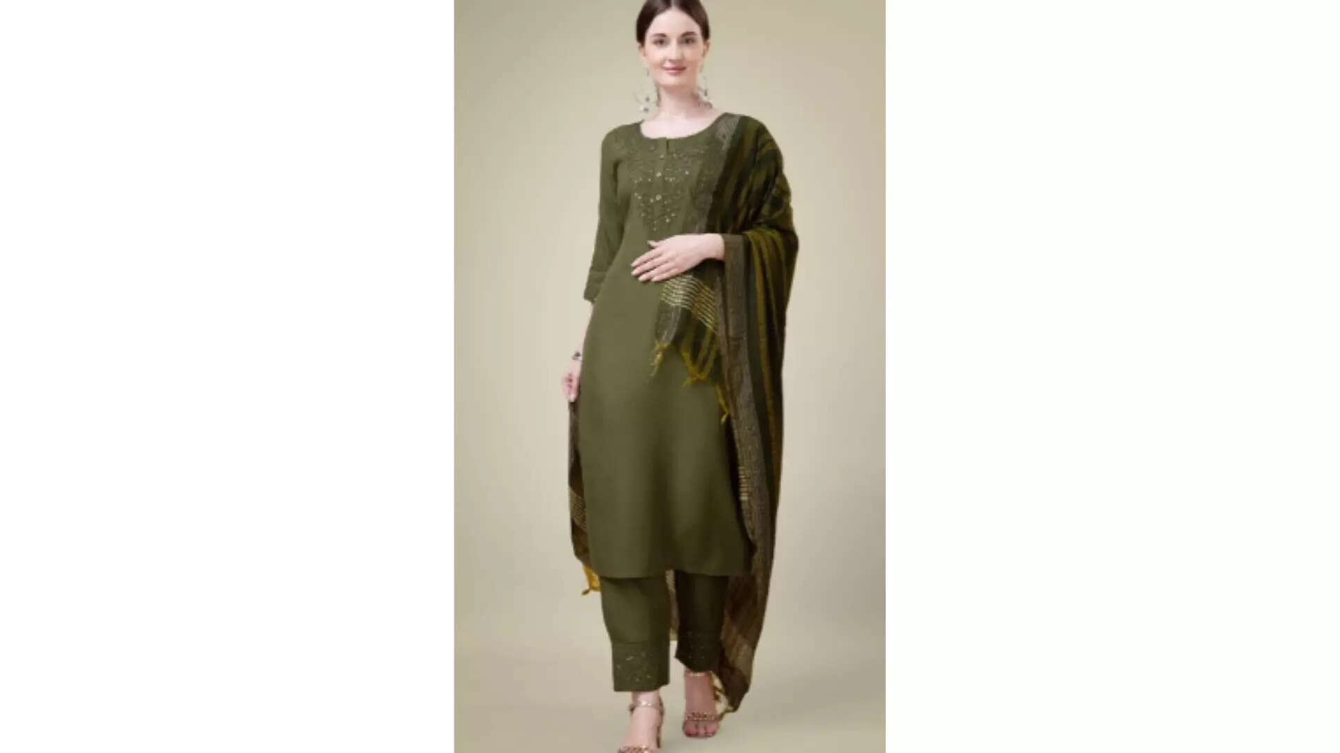 Rujave Women Ethnic Motifs Yoke Design Regular Thread Work Kurta with Trousers  With Dupatta Timeless Charm 