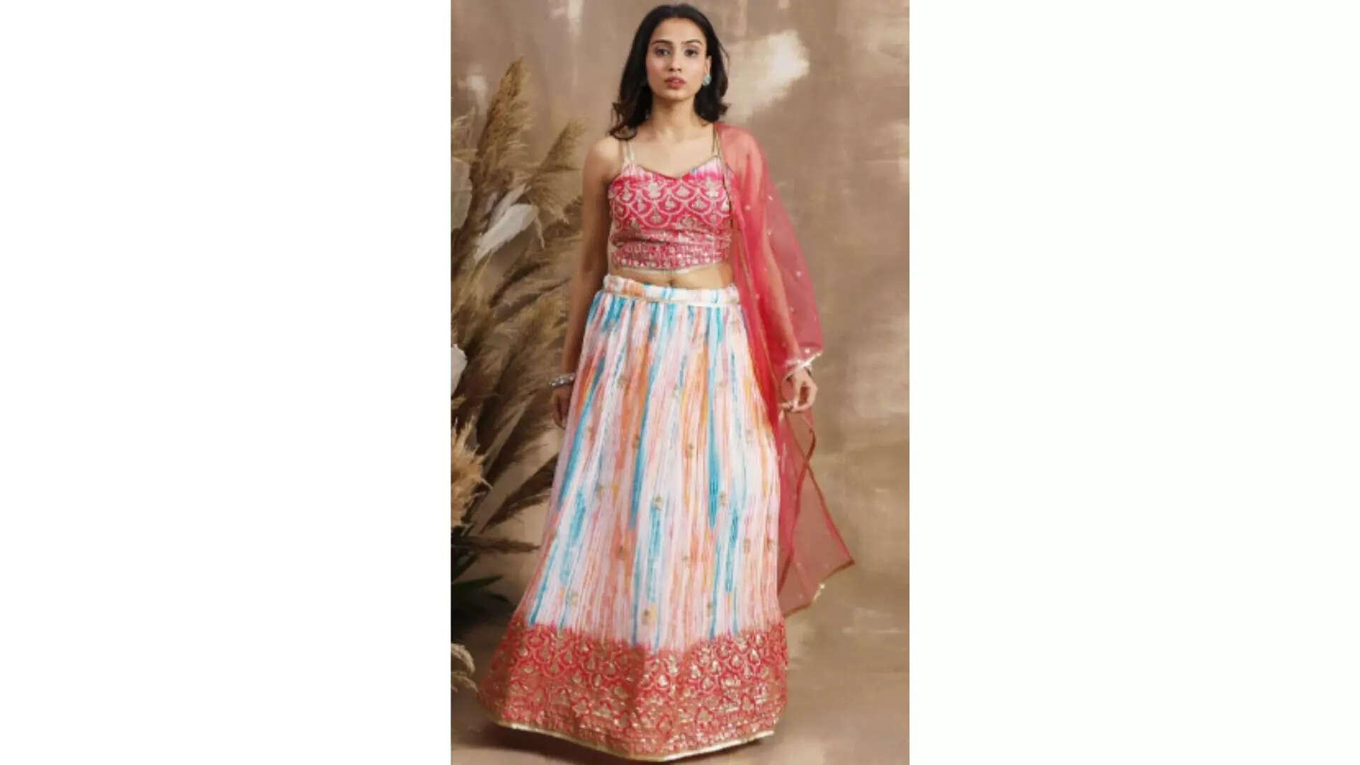 FABPIXEL Embroidered Sequinned Semi-Stitched Lehenga  Unstitched Blouse with Dupatta Wow that Awesome for Diwali 