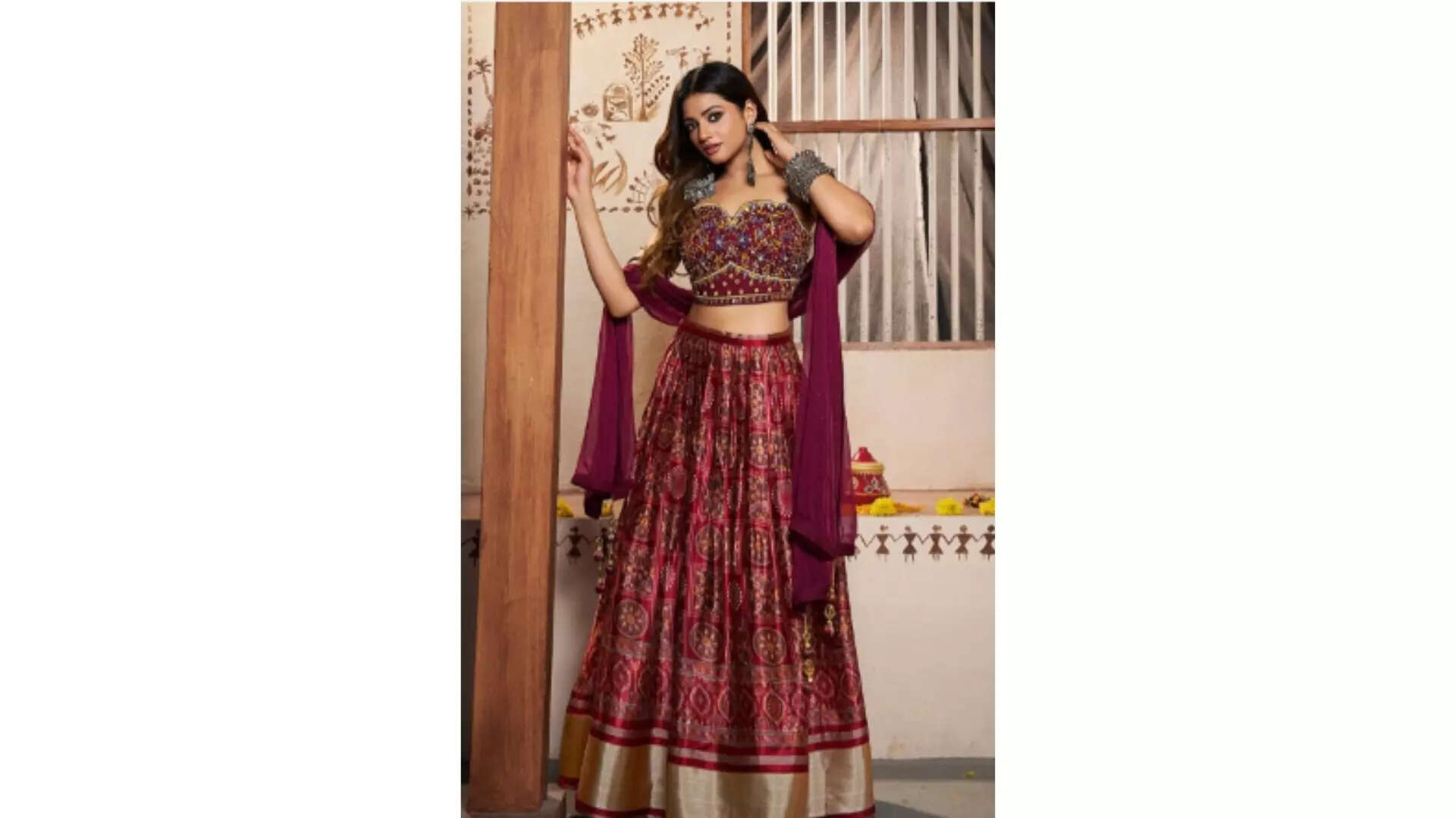 Fusionic Embroidered Mirror Work Ready to Wear Lehenga  Blouse with Dupatta Radiate Royalty