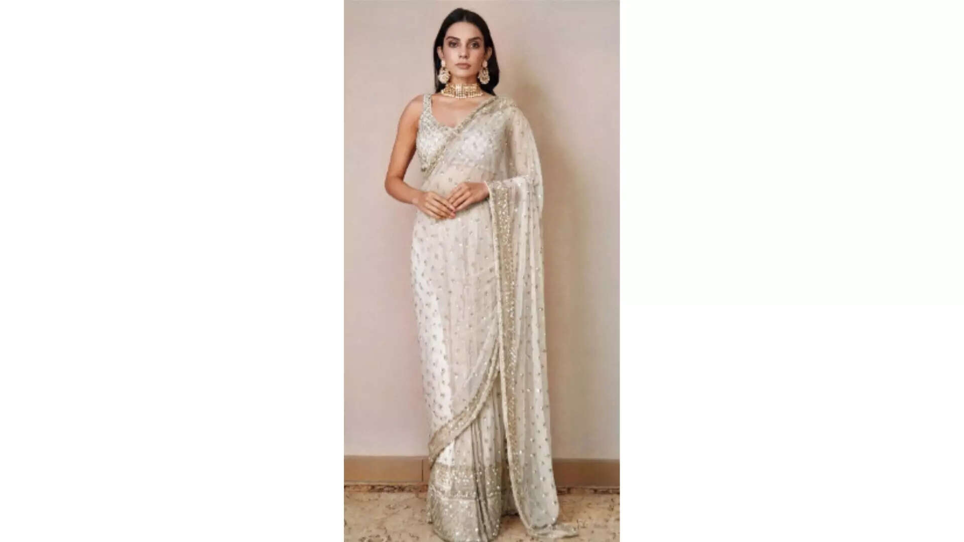 Angroop Embellished Sequinned Net Saree