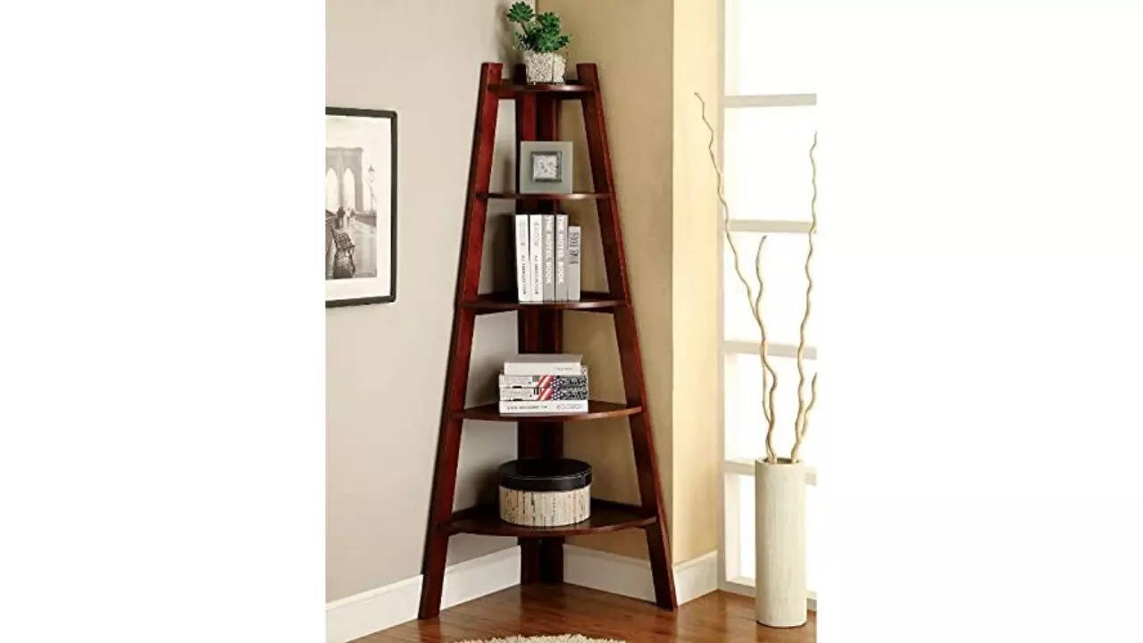 SHRI MINTU'S ART Wooden Corner Bookshelf