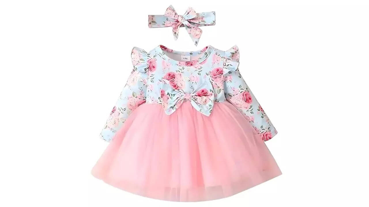 Niren Enterprise Hornbill Floral Baby Frock