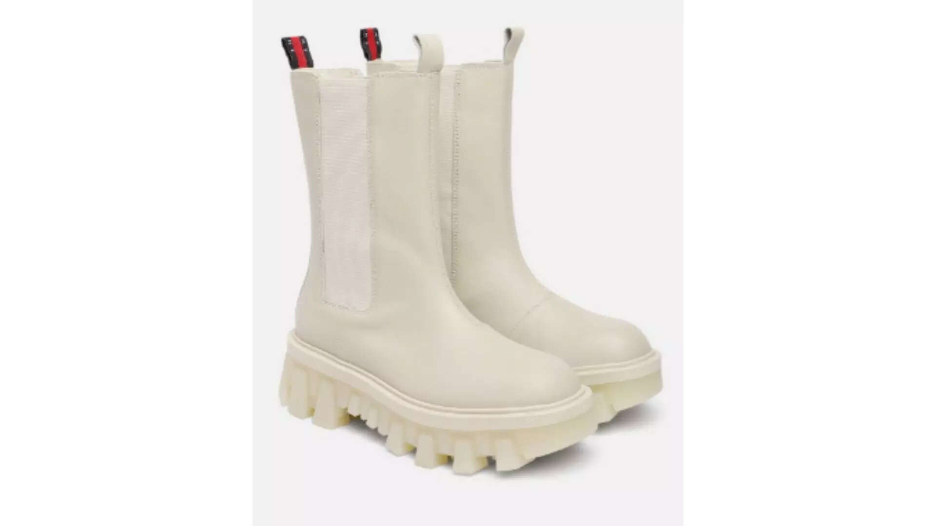 Tommy Hilfiger Women Solid Translucent Leather High-Top Chunky Boots