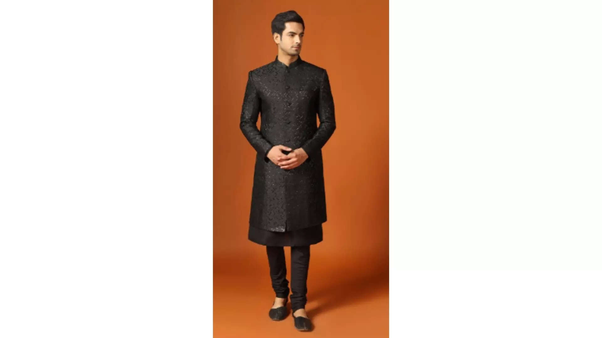 KISAH Men Self-Design Indowestern Sherwani Set