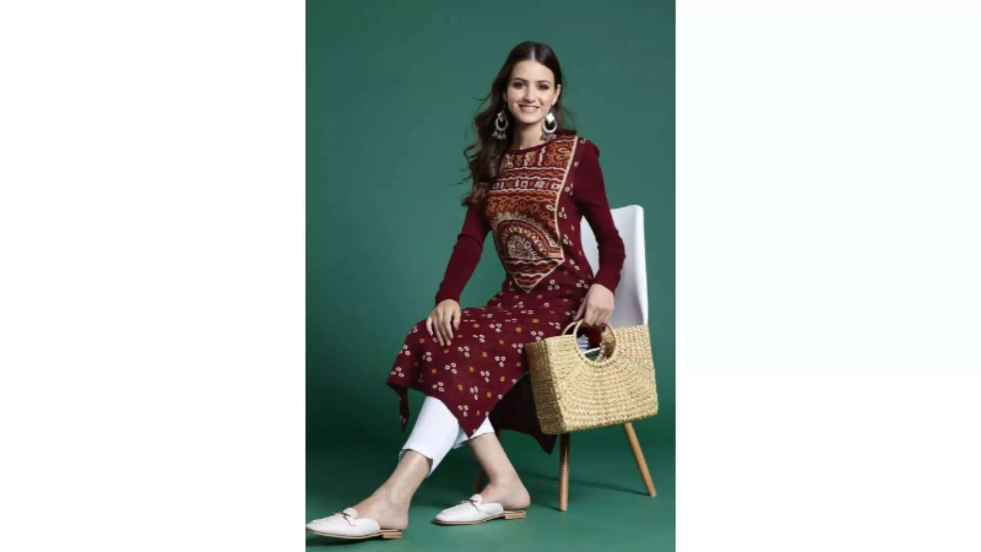 Sangria Self-Design Acrylic Winter Kurta 