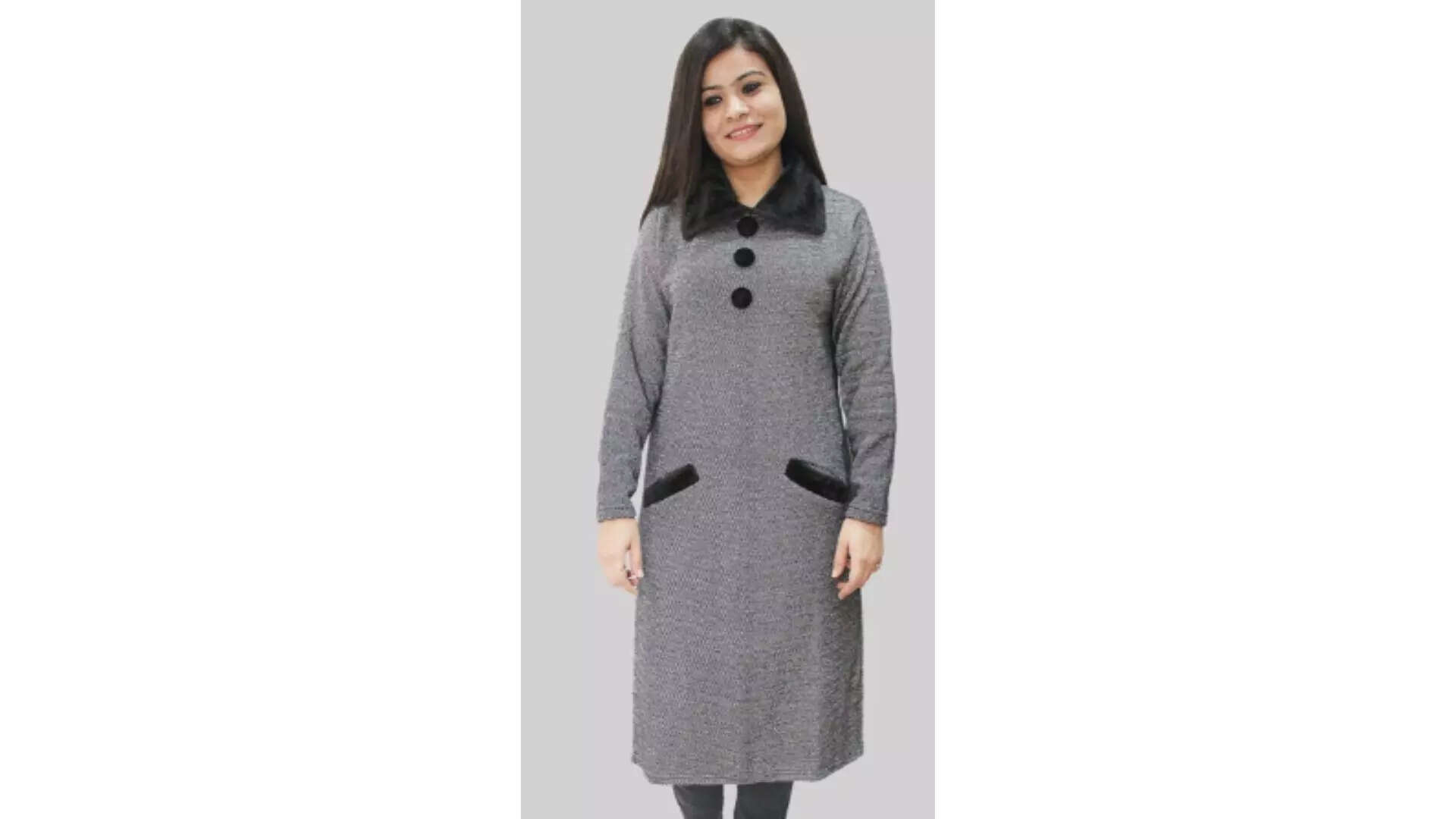 HAUTEMODA Women Woolen Straight Kurta for Winters 