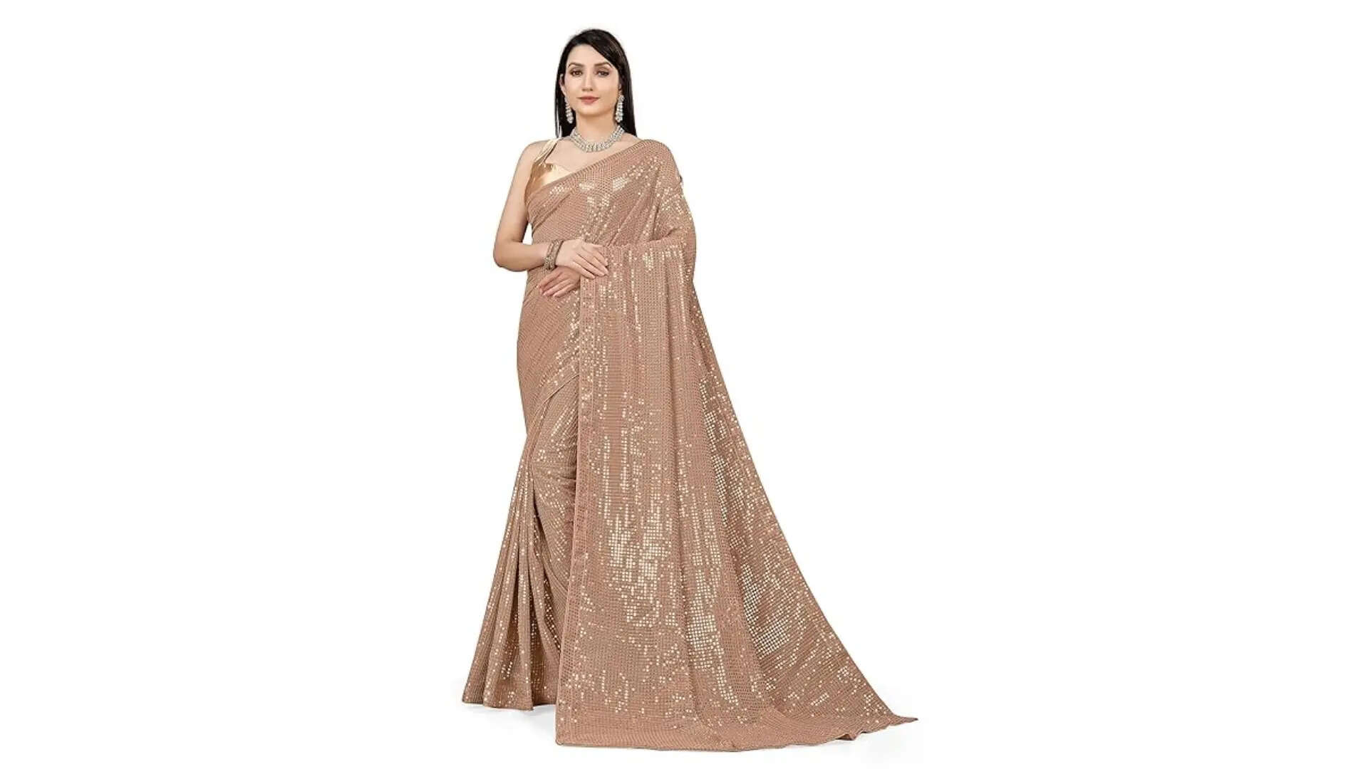 Florely Womens Pure Georgette Sequence Saree 