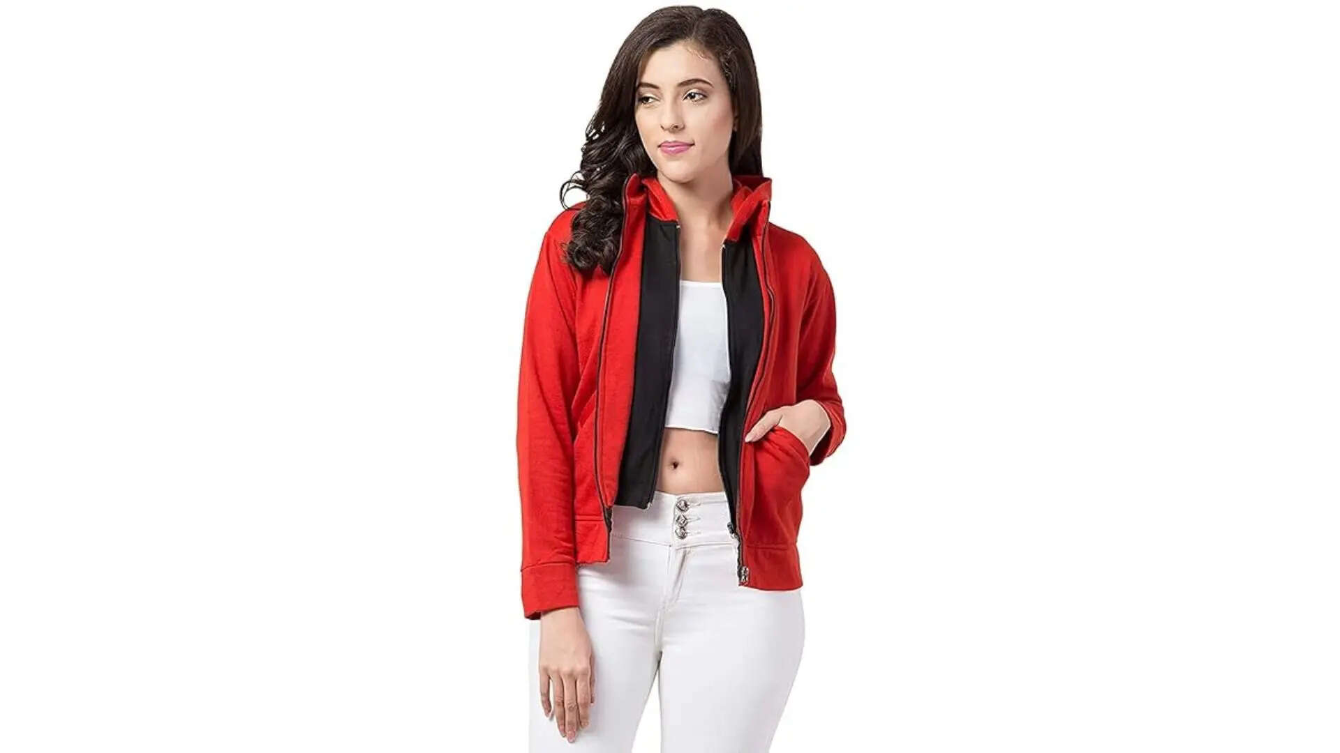 NEOAMBER Double Zipper Jacket For Women Fleece