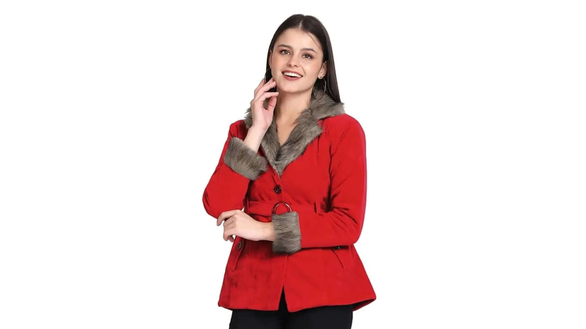 DIMPY GARMENTS Velvet Winter Fur Jacket For Women