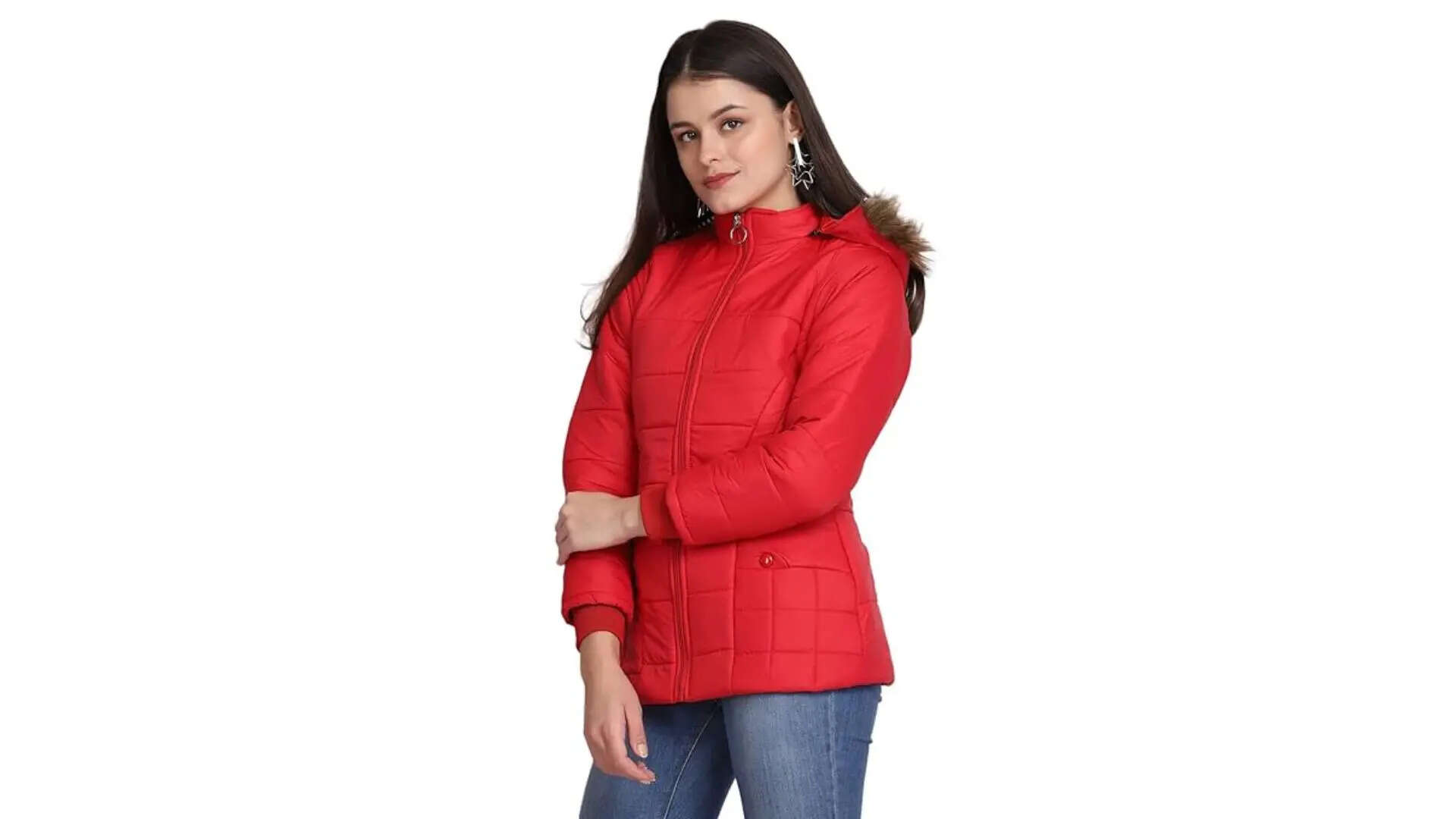 DIMPY GARMENTS Nylon Quilted Hoodie Jacket For Women