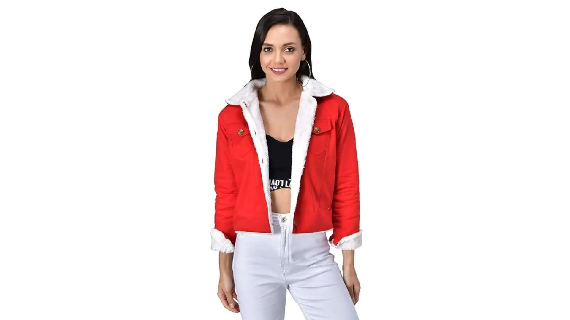 FUNDAY FASHION Womens Cotton Blend Blouson Fur Standard Length Jacket