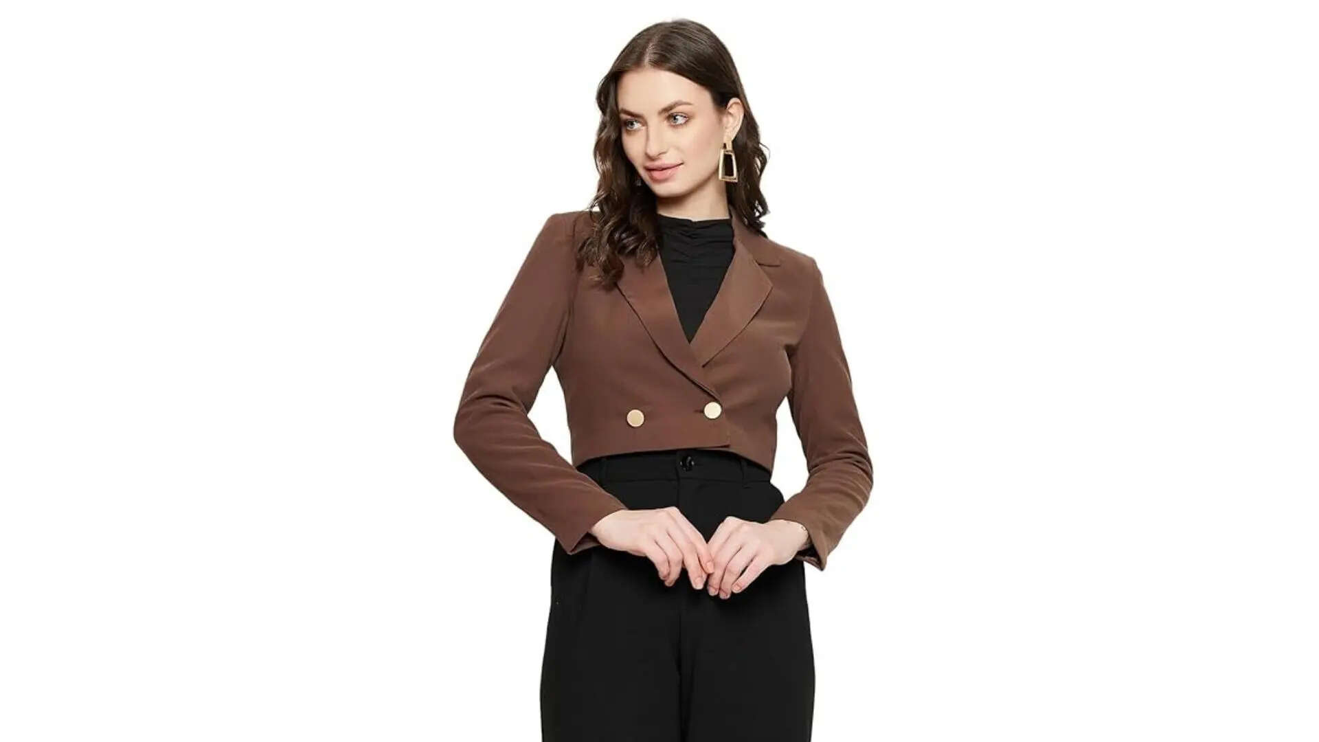 Madame V Neck Full Sleeve Solid Blazer for Women