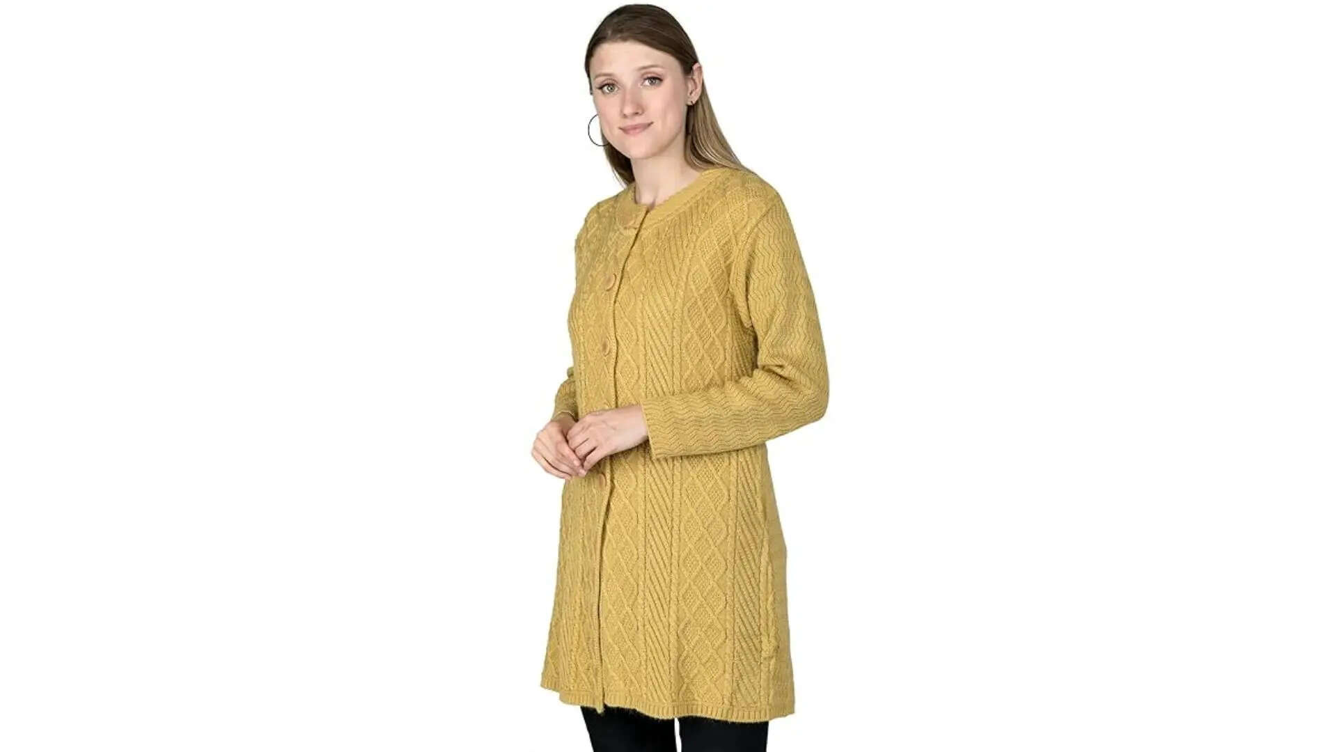 LADY WILLINGTON Women Woolen Long Coat Warm Fabric Cardigan