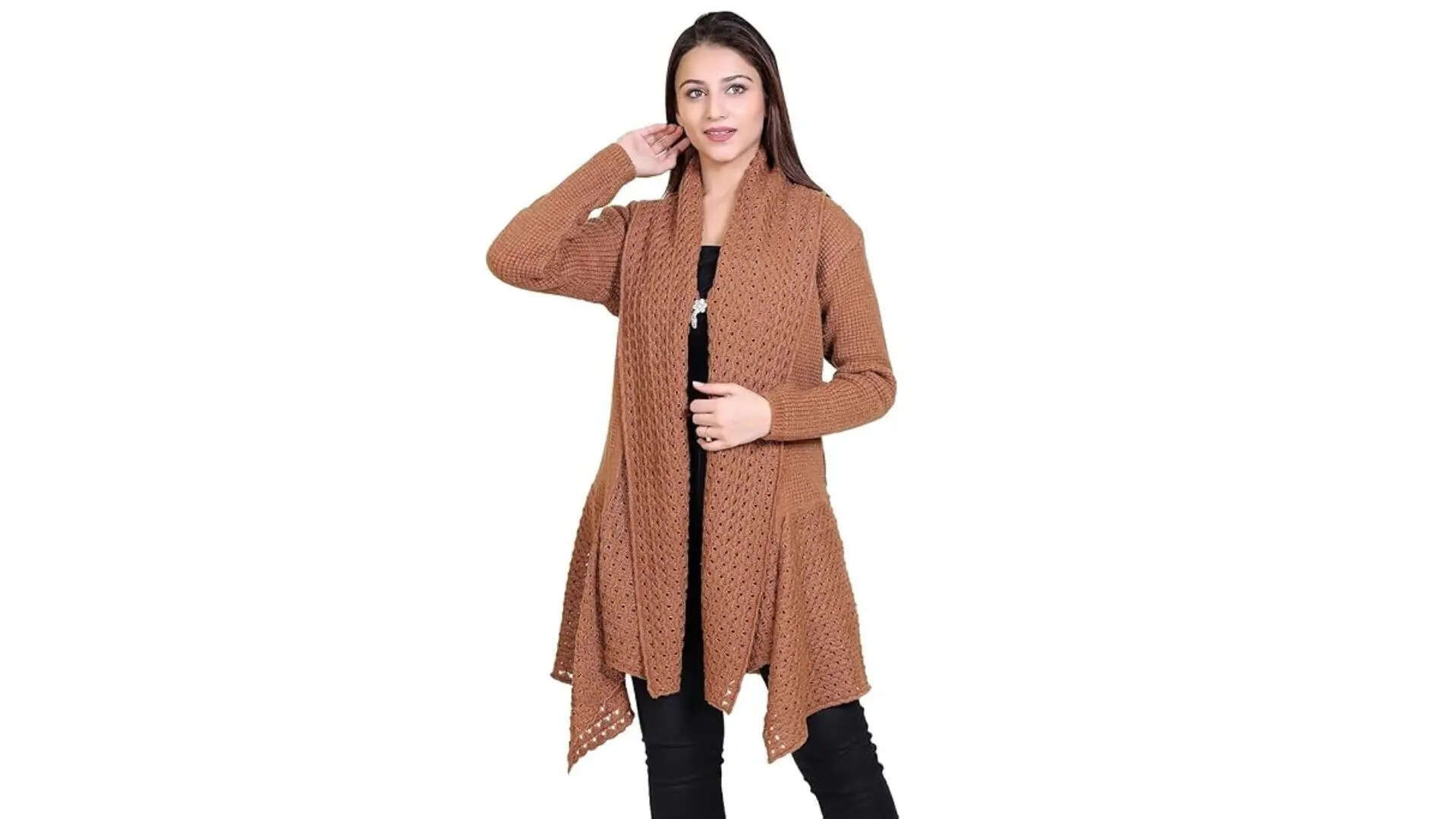 WOOLVALLEY Women Winter Designer Woolen Sweater Plain Shrug Cardigan 