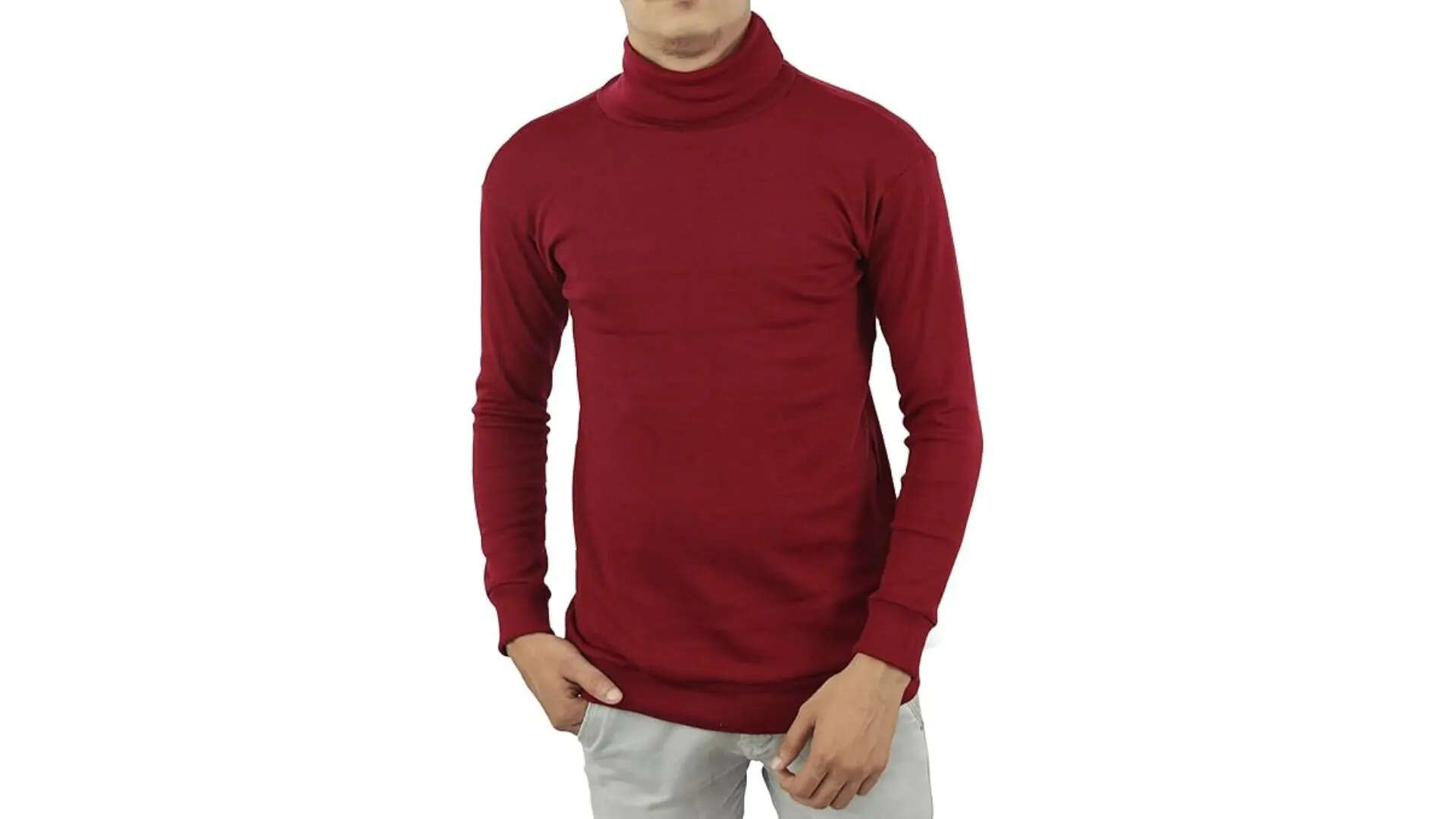 MYO Winter Wear High Neck Cotton Plain Full Sleeve Turtle Neck T Shirt for Men