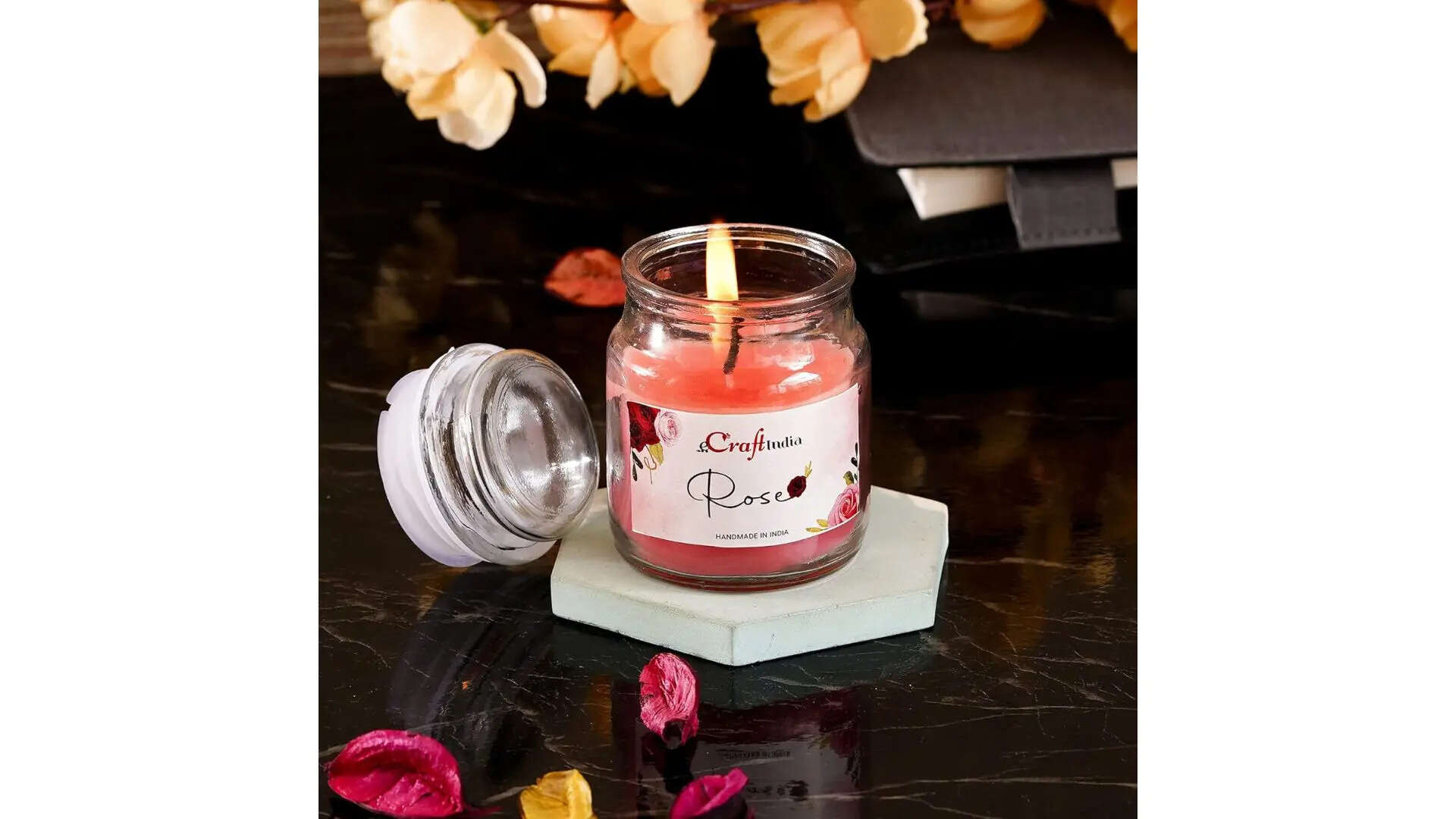 eCraftIndia Rose Scented Candles for Home Decor