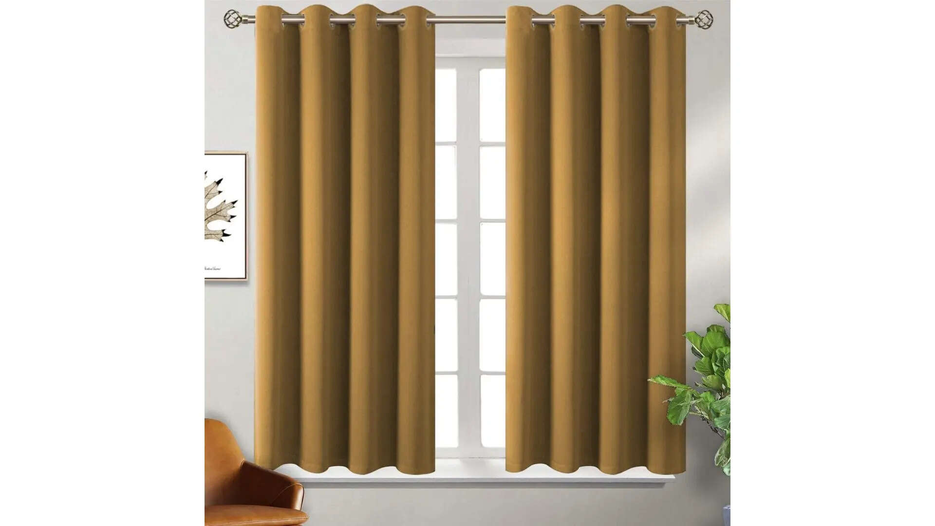 Homestan Blackout Window Curtains Mustard