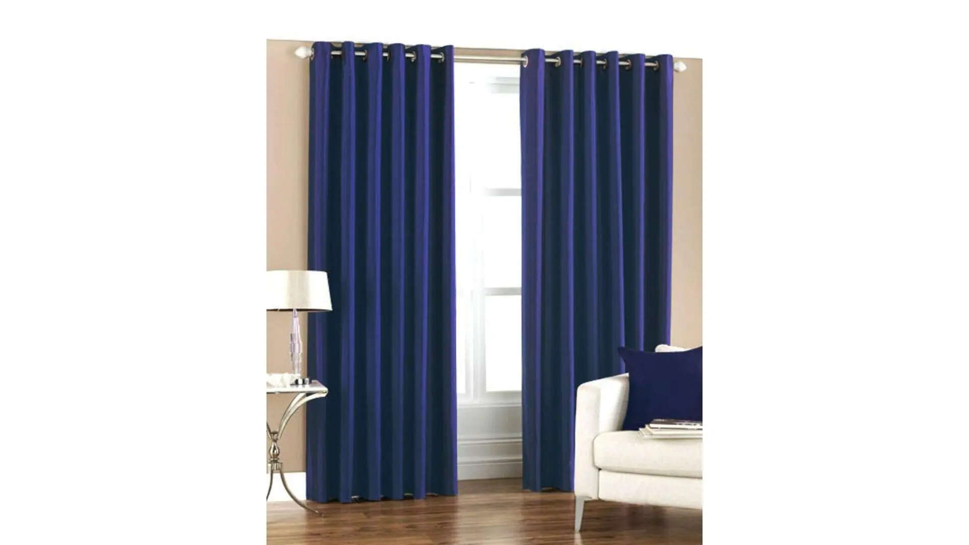 Homefab India Royal Silky Grommet Door Curtain Navy Blue