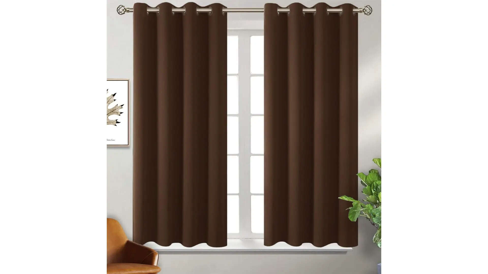 Homestan Blackout Window Curtains Dark Brown