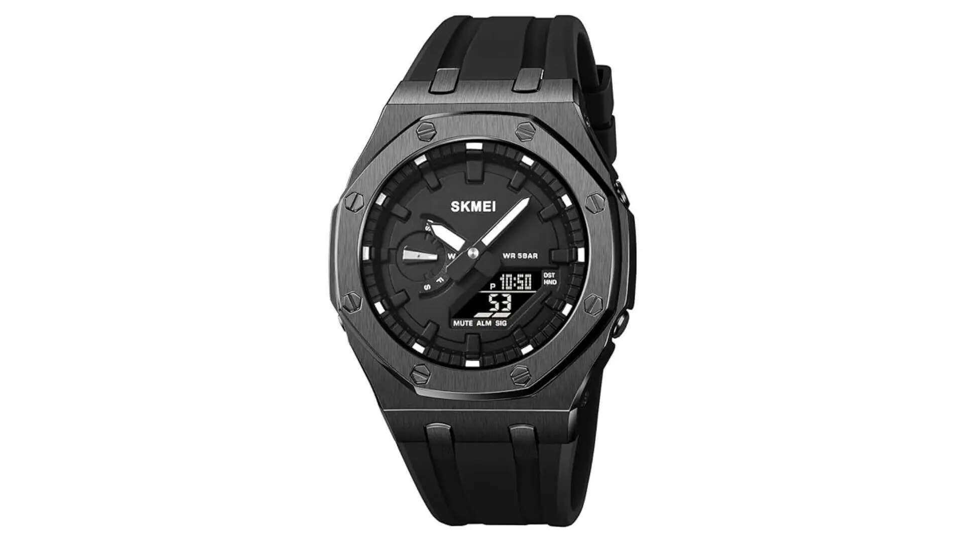 SKMEI Mens Dual-Display with Luminous 50m Waterproof Anagloue Digital Watch for Men