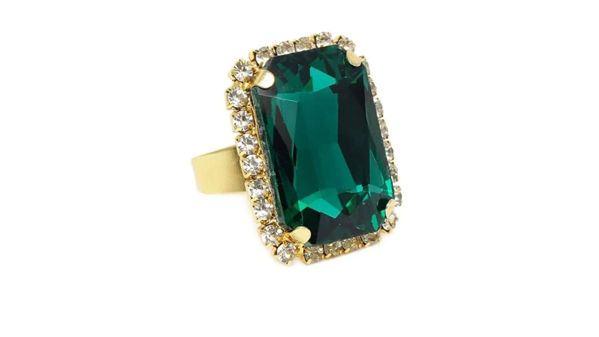 ZAVERI PEARLS Green Crystal Shine Stone Party Bling Ring 