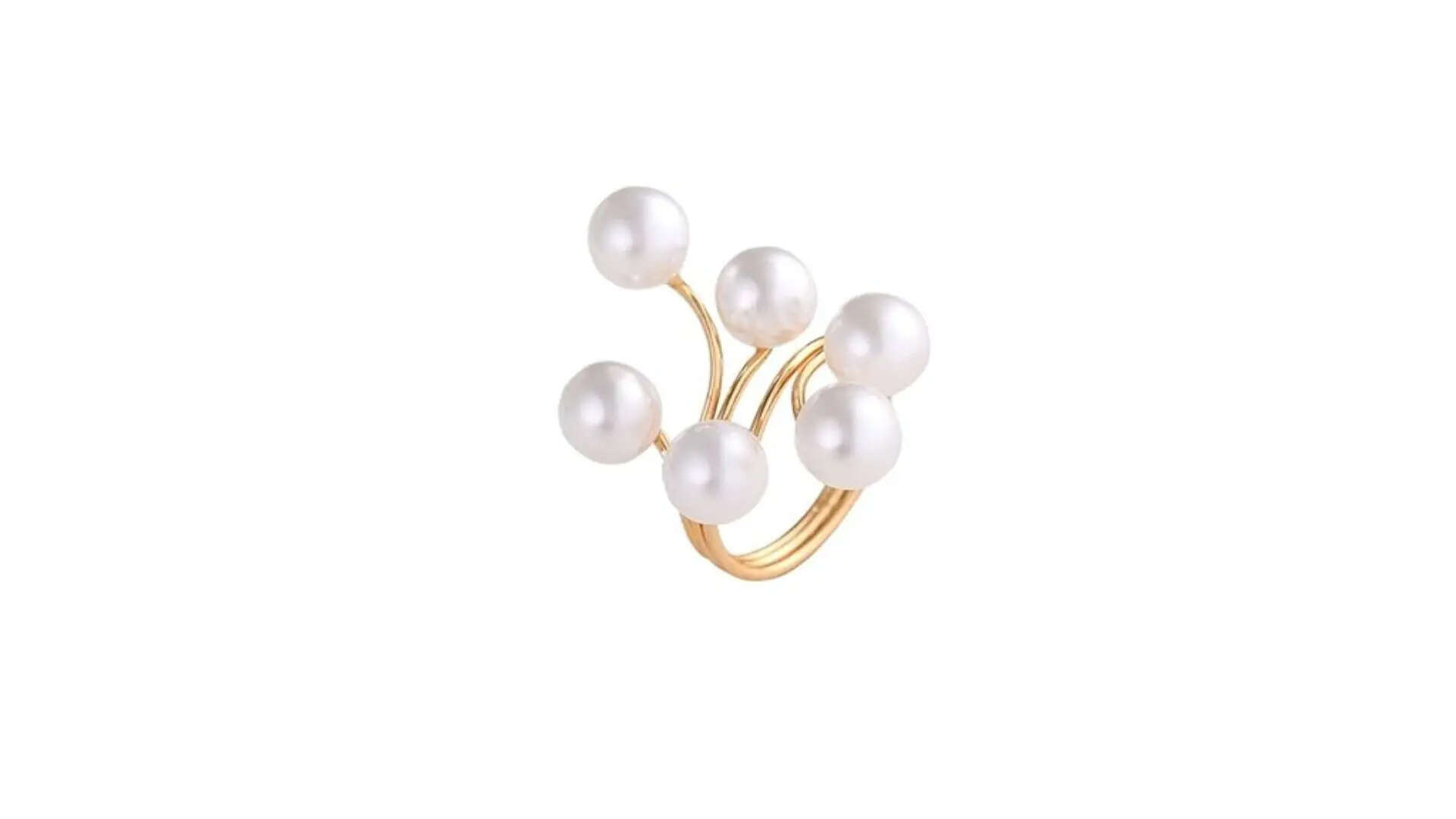 Shining Diva Fashion Adjustable Elegant Pearl Gold Plated Ring for Women 