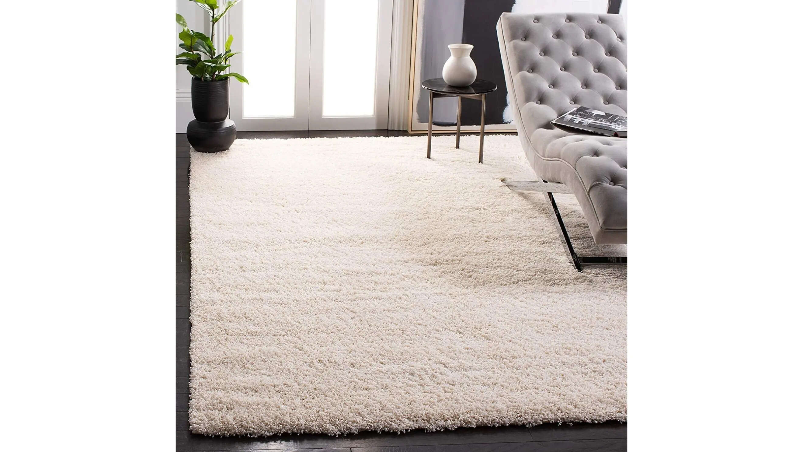 Carpetify Shaggy Carpet Plain Fur Rectangular Rugs