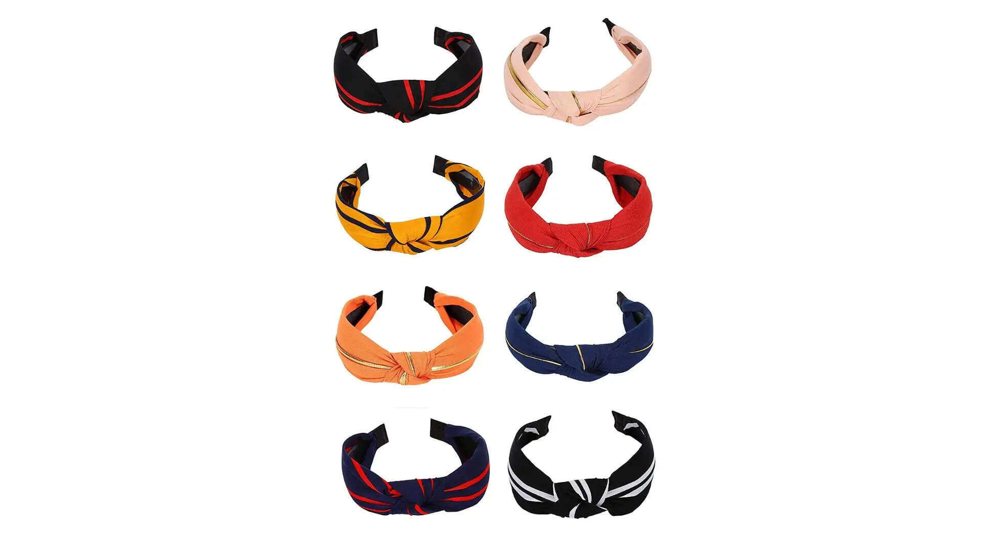 YouBella Hair Jewellery Plastic and Fabric Multi-Colour Combo of 8 Hair Bands