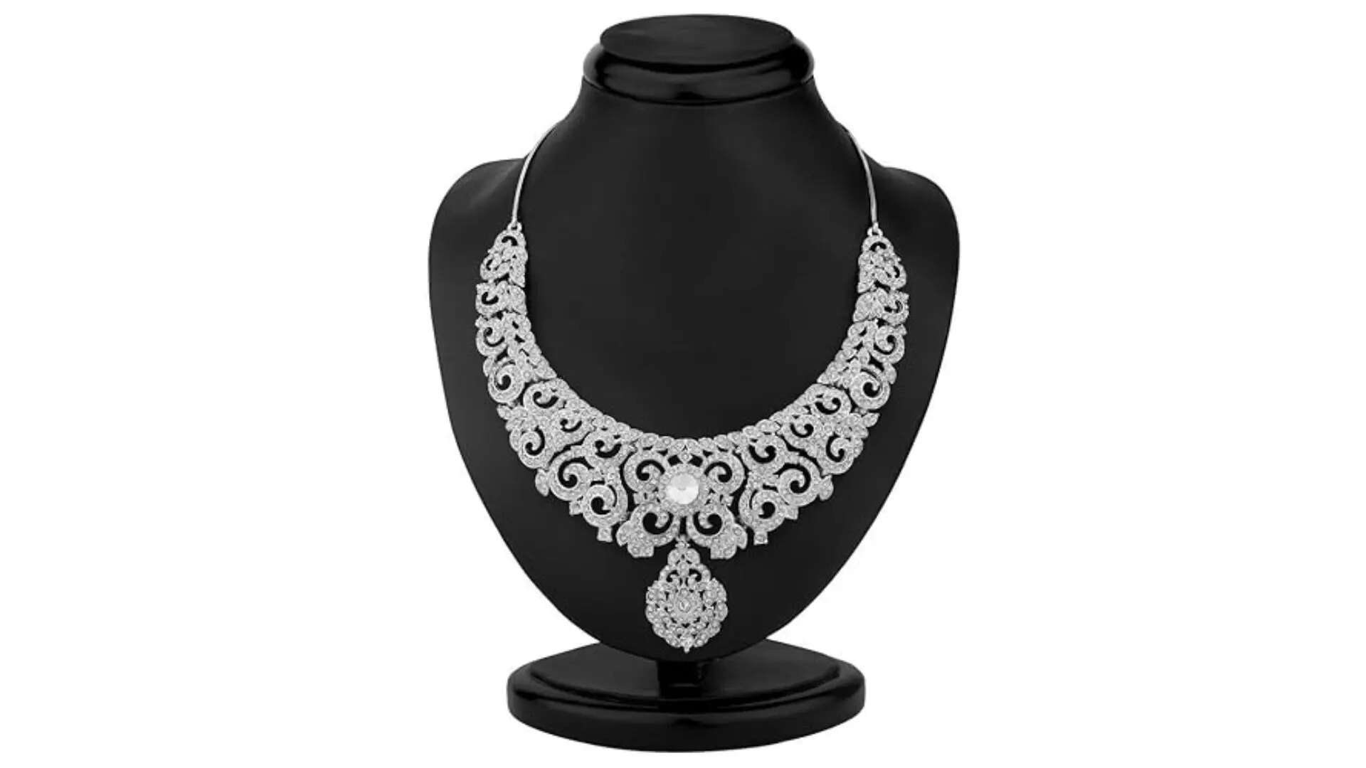 Sukkhi Ravishing Rhodium Plated Wedding Jewellery Austrian Diamond Choker Necklace Set for Women