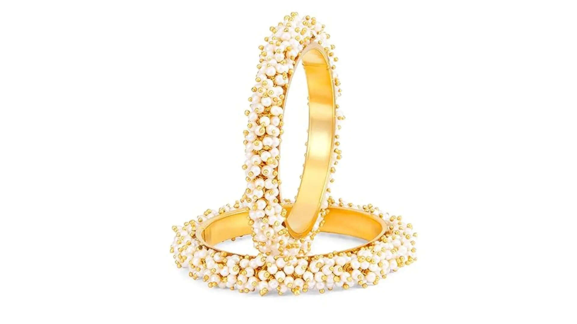 Sukkhi Ravishing Gold Plated Wedding Jewellery Pearl Bangle Set of 2