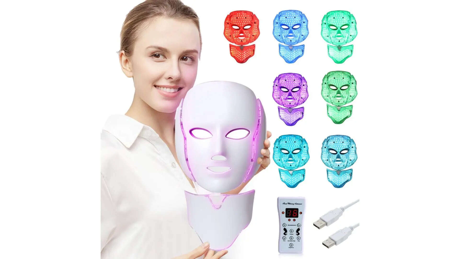 Device LED Face Mask Light Therapy - 7 Color Skin Rejuvenation Therapy 