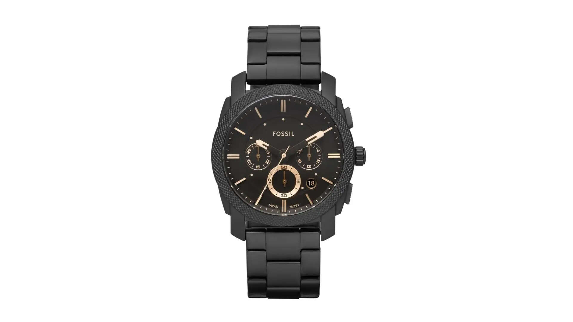 Fossil Machine Stainless Steel Chronograph Unisex Black Dial Watch