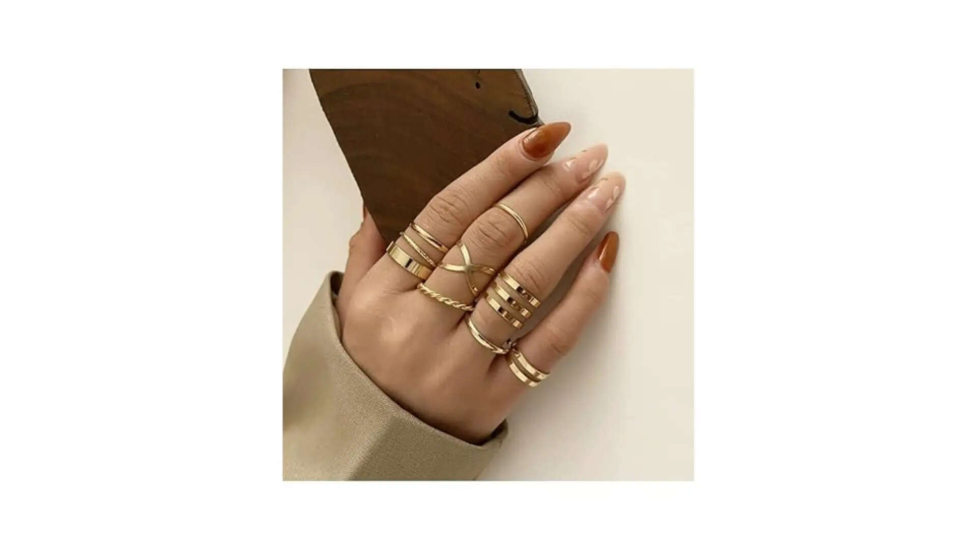 Vembley Gold Plated 14 Piece Ring Set For Women and Girls