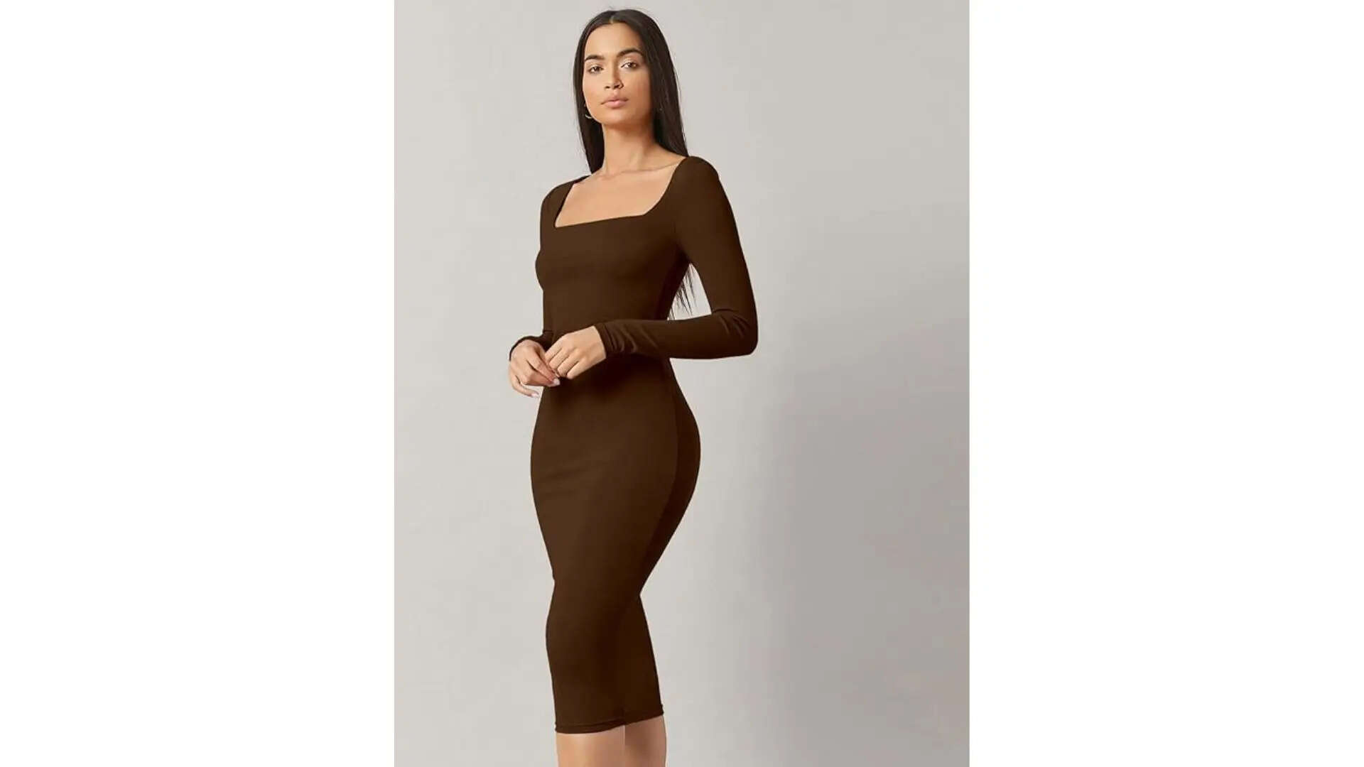 Aahwan Solid Sqaure Nek Bodycon Dress for Women