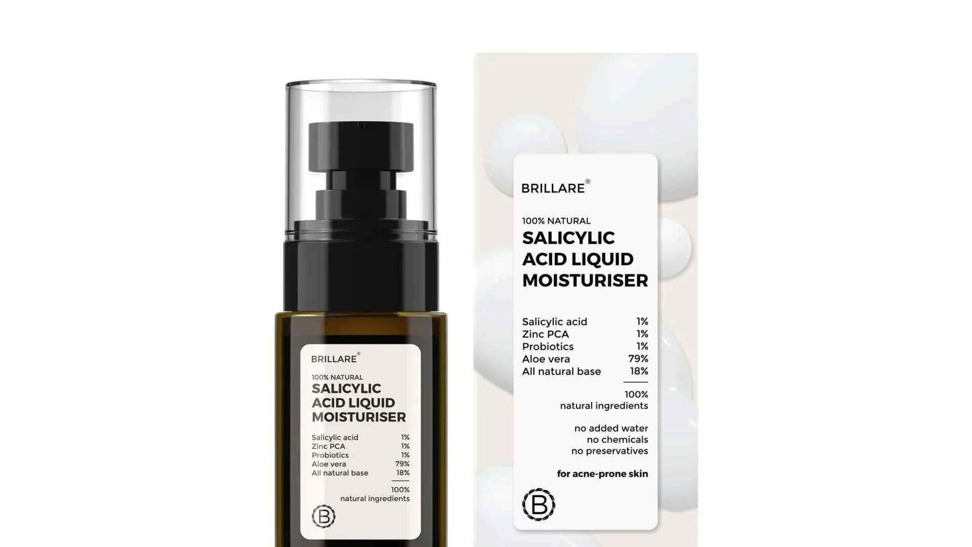 Brillare Salicylic Acid Liquid Moisturizer for Clear Acne Prone Skin