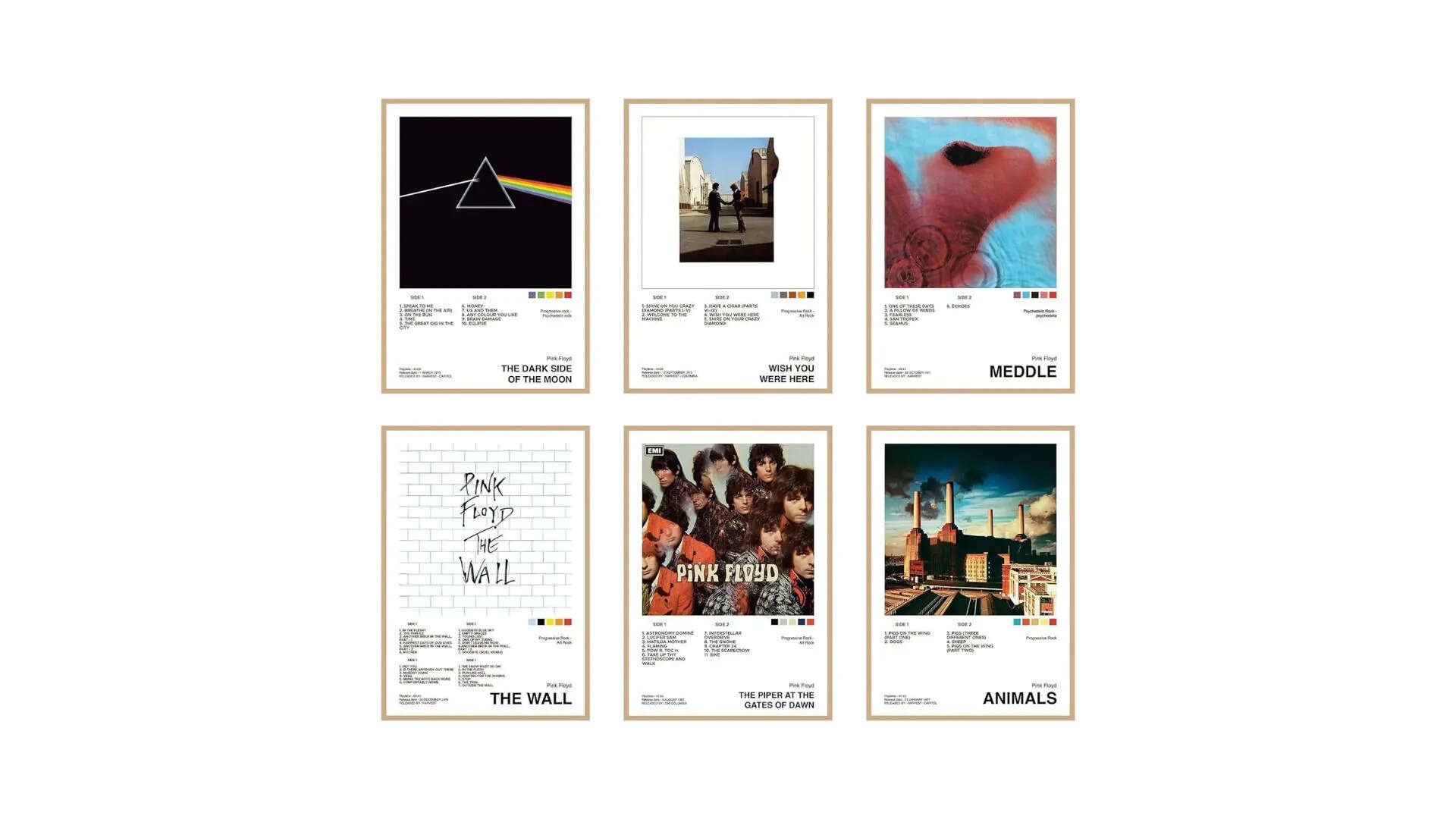 CodersParadise Pack of 6 - Pink Floyd Music Album Art Wall Posters